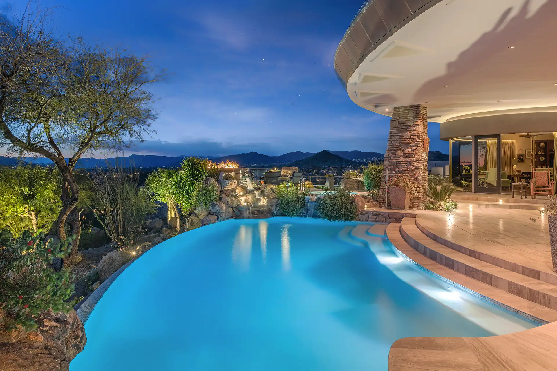 Desert backyard pool in Rio Verde, Arizona, maintained by Sapphire Pools